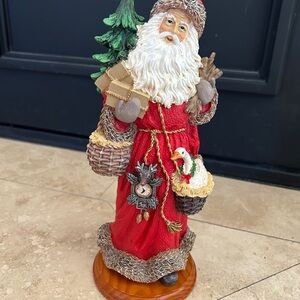 Jolly Santa Claus Figurine with Tree and Gifts